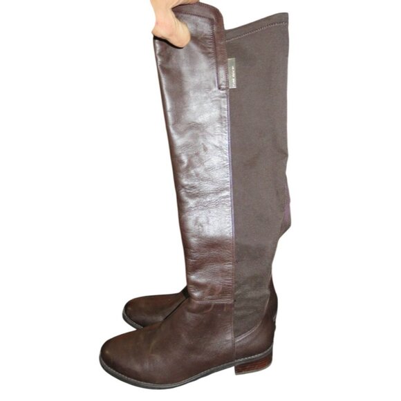 Vince Camuto Kellisi Mixed Italian Leather & Suede Knee High boots in Mocha sz 8 - Picture 1 of 13